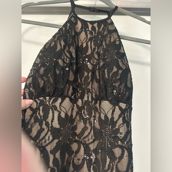 Deb Black Floral Lace Backless Formal or Prom Dress - Picture 7 of 10